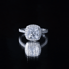 Rosec Jewels-Victorian Style 3 Carat Cushion Moissanite Halo Engagement Ring