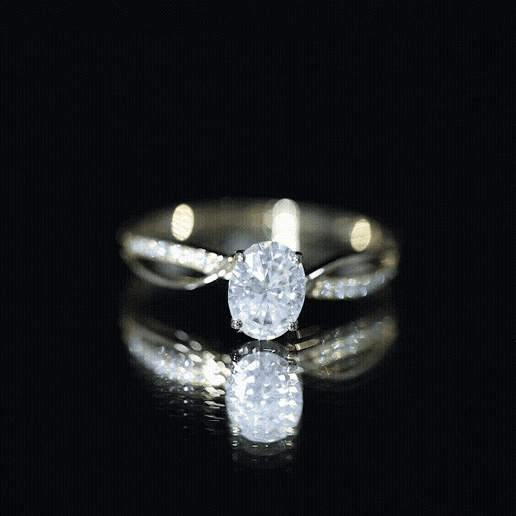 1 Carat Certified Moissanite Oval Engagement Ring with Infinity Band D-VS1 - Rosec Jewels