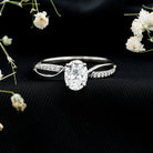 1 Carat Certified Moissanite Oval Engagement Ring with Infinity Band D-VS1 - Rosec Jewels