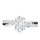 1 Carat Certified Moissanite Oval Engagement Ring with Infinity Band D-VS1 - Rosec Jewels