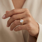 1 Carat Certified Moissanite Oval Engagement Ring with Infinity Band D-VS1 - Rosec Jewels