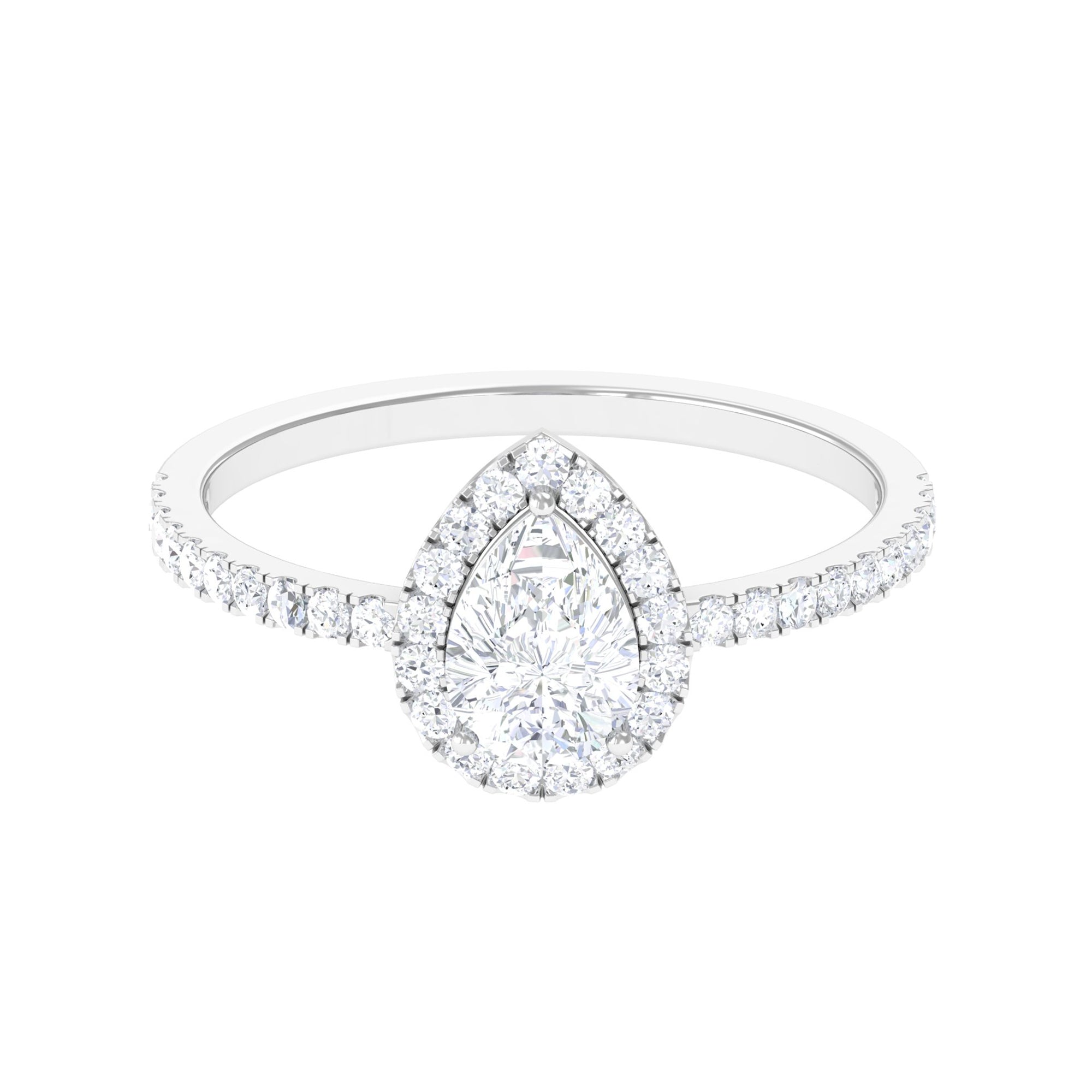1.25 CT Simple Pear Cut Moissanite Teardrop Ring with Halo Moissanite - ( D-VS1 ) - Color and Clarity - Rosec Jewels