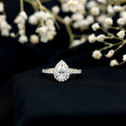 Certified Moissanite Teardrop Engagement Ring with Halo D-VS1 - Rosec Jewels