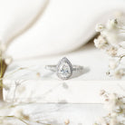 Pear Shape Moissanite Halo Engagement Ring for Women D-VS1 - Rosec Jewels