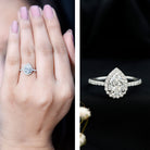 Pear Shape Moissanite Halo Engagement Ring for Women D-VS1 - Rosec Jewels