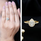 Pear Shape Moissanite Halo Engagement Ring for Women D-VS1 - Rosec Jewels