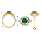 Certified Lab Grown Emerald Double Halo Engagement Ring With Moissanite Lab Created Emerald - ( AAAA ) - Quality - Rosec Jewels