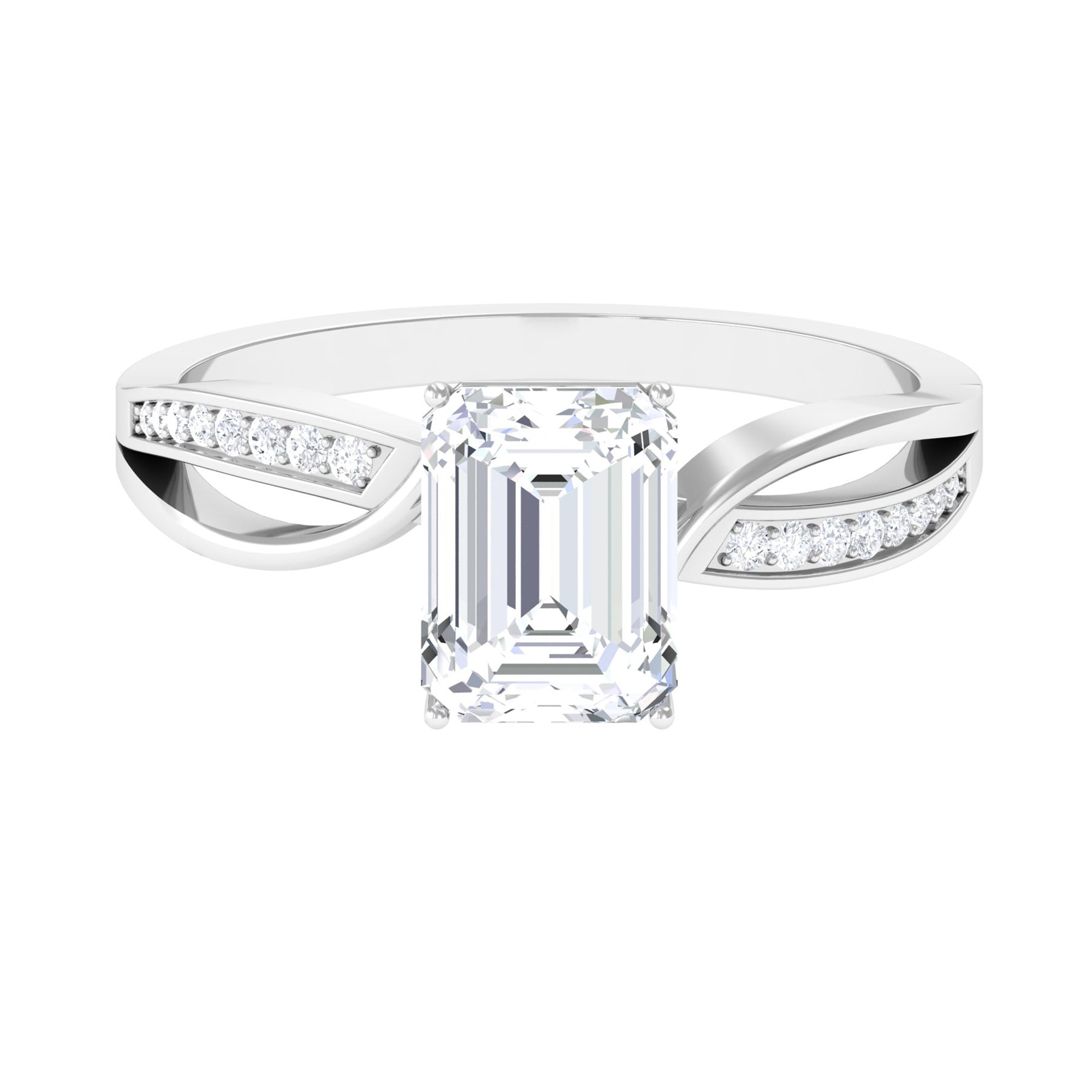 Emerald Cut Moissanite Solitaire Infinity Ring Moissanite - ( D-VS1 ) - Color and Clarity - Rosec Jewels