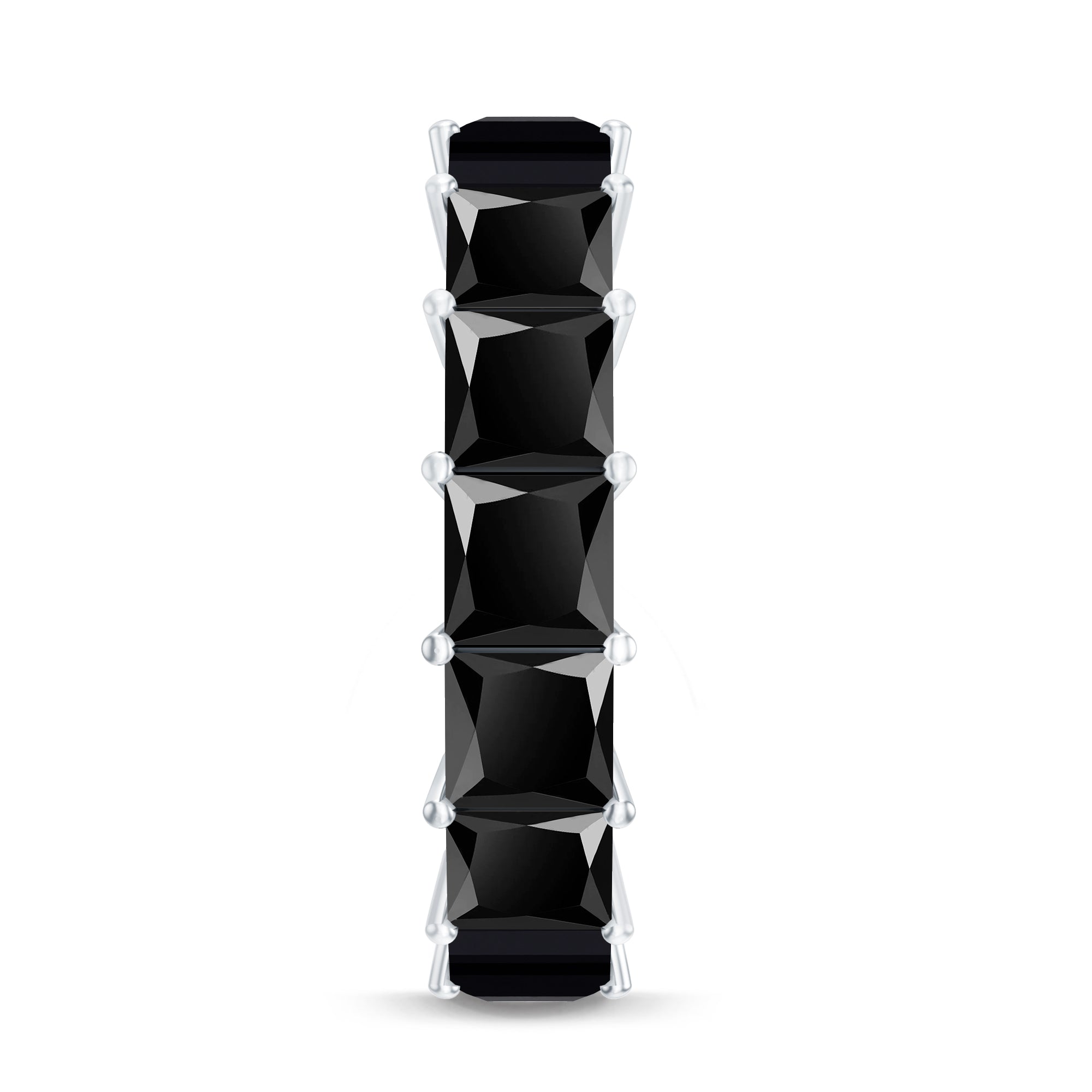 Certified Princess Cut Lab Grown Black Diamond Eternity Ring for Women AAAA ( Synthetic ) - Rosec Jewels