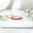 Princess Cut Ruby Eternity Ring – Thin Ruby Wedding Band in Shared Prong Setting | Real AAA Ruby AAA - Rosec Jewels