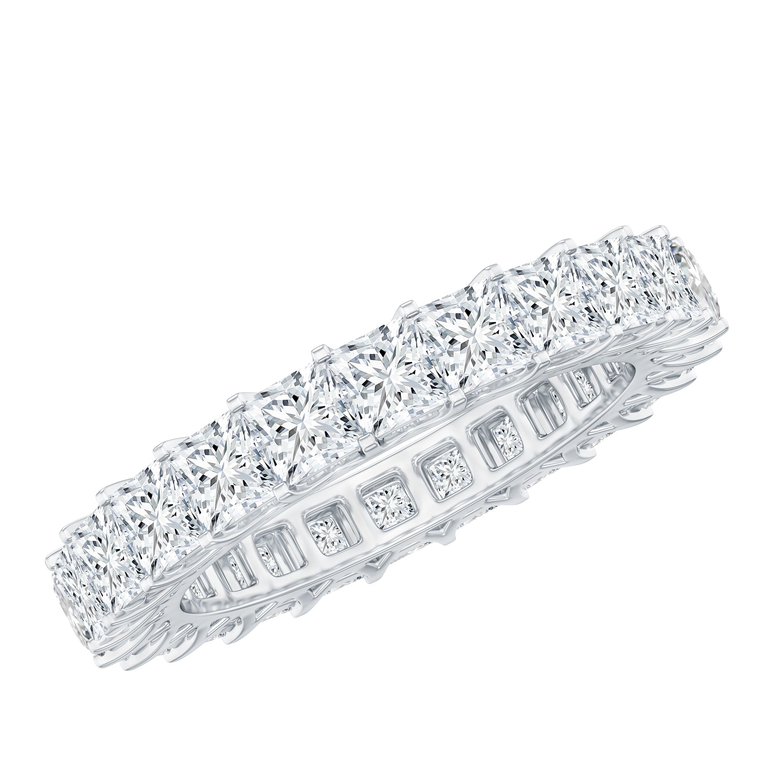 Rosec Jewels-Princess Cut Cubic Zirconia Eternity Wedding Band Ring with Certificate