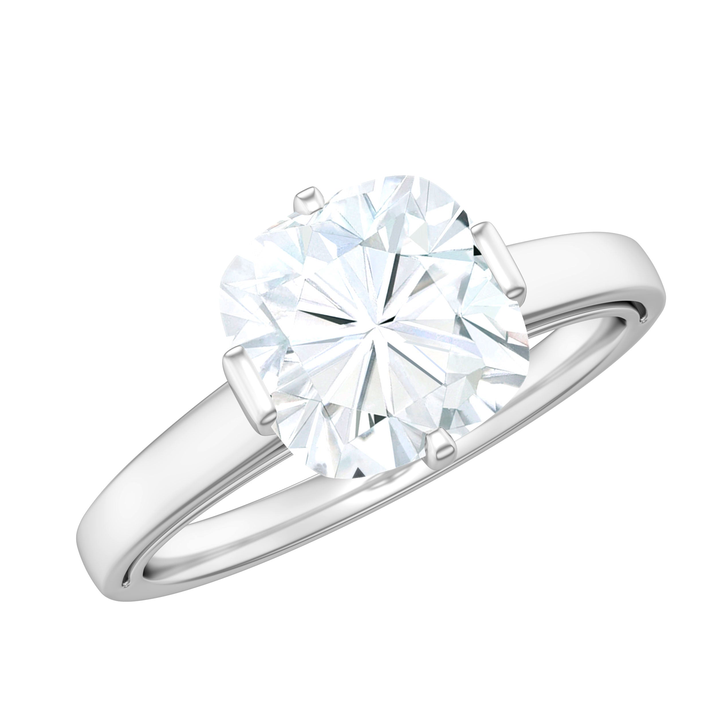 3 Carat Cushion Cut Moissanite Solitaire Engagement Ring with Certificate D-VS1 - Rosec Jewels
