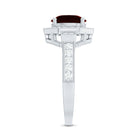 Art Deco 8mm Garnet Engagement Ring with Diamond Halo AAA - Rosec Jewels