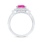 Rosec Jewels-Lab Created Pink Sapphire Vintage Engagement Ring with Diamond Halo