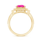 Rosec Jewels-Lab Created Pink Sapphire Vintage Engagement Ring with Diamond Halo