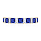 Princess Cut Lab Grown Blue Sapphire Half Eternity Ring with Diamond AAAA - Rosec Jewels