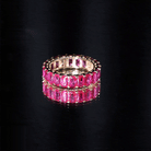 Emerald Cut Lab Grown Ruby Full Eternity Wide Band Ring AAAA - Rosec Jewels