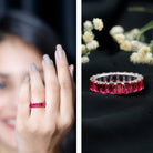 Emerald Cut Lab Grown Ruby Full Eternity Wide Band Ring AAAA - Rosec Jewels