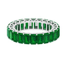 Emerald Cut Lab Grown Emerald Eternity Band Ring Lab Created Emerald - ( AAAA ) - Quality - Rosec Jewels