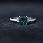 Lab Grown Emerald Diamond 3 Stone Engagement Ring with Certificate AAAA - Rosec Jewels