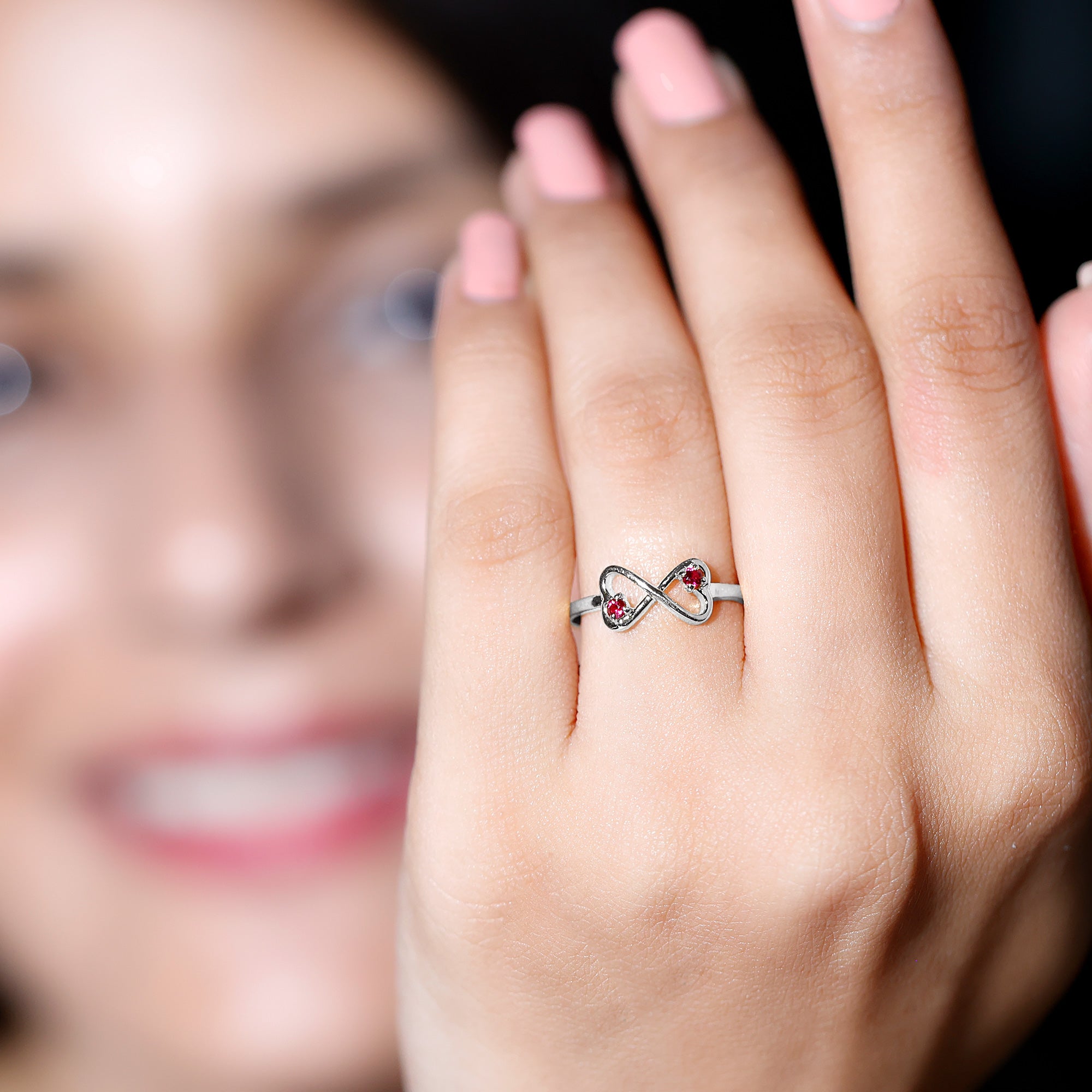 Rosec Jewels-Lab Created Ruby Infinity Heart Promise Ring