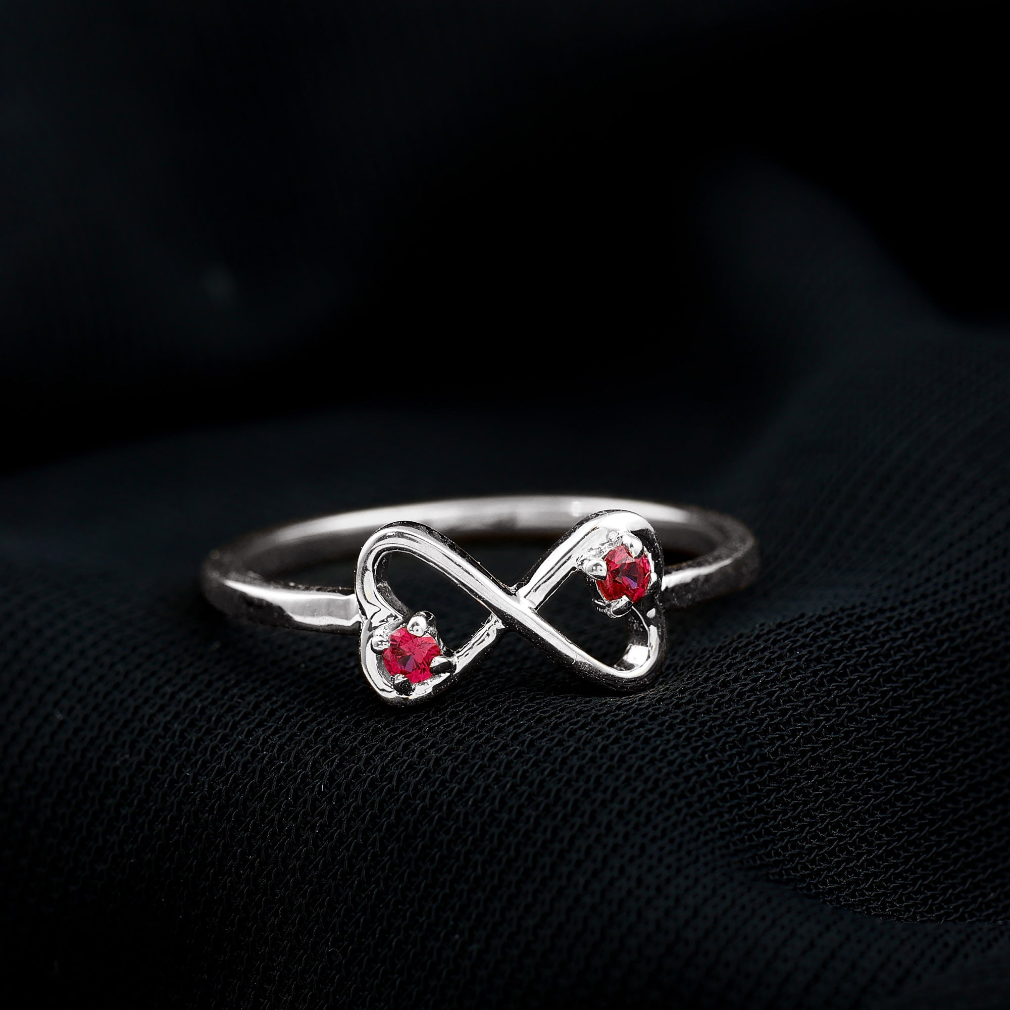 Rosec Jewels-Lab Created Ruby Infinity Heart Promise Ring