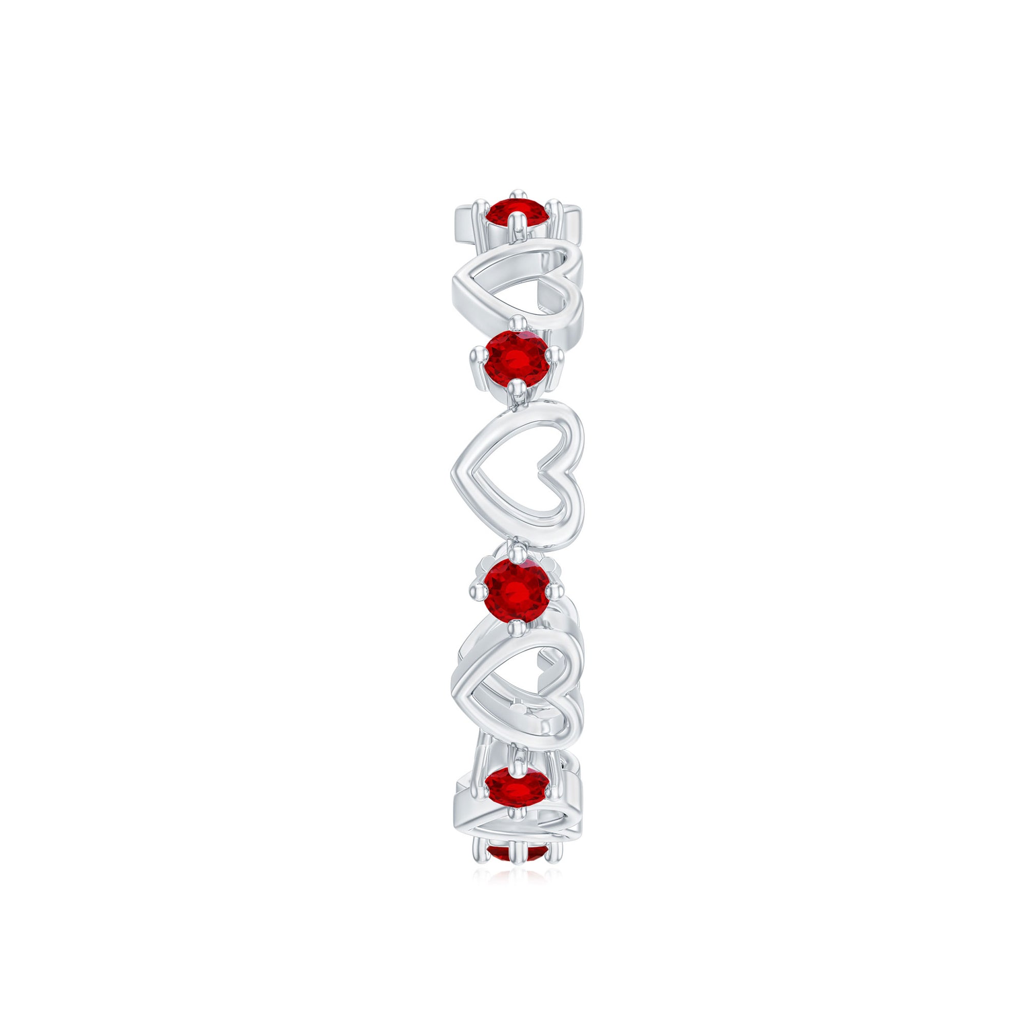 Certified Lab Created Ruby Heart Eternity Band Ring AAAA - Rosec Jewels