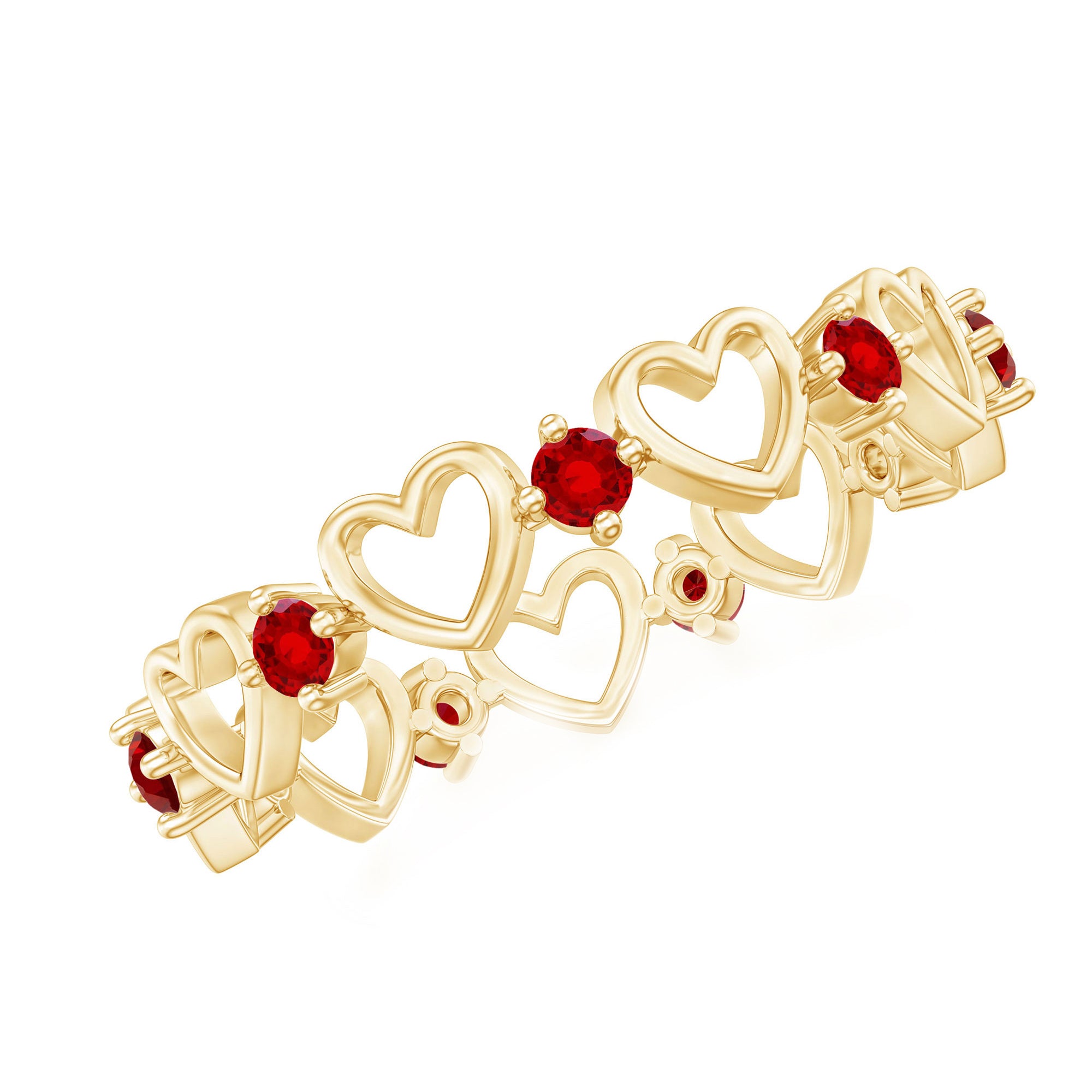Certified Lab Created Ruby Heart Eternity Band Ring AAAA - Rosec Jewels