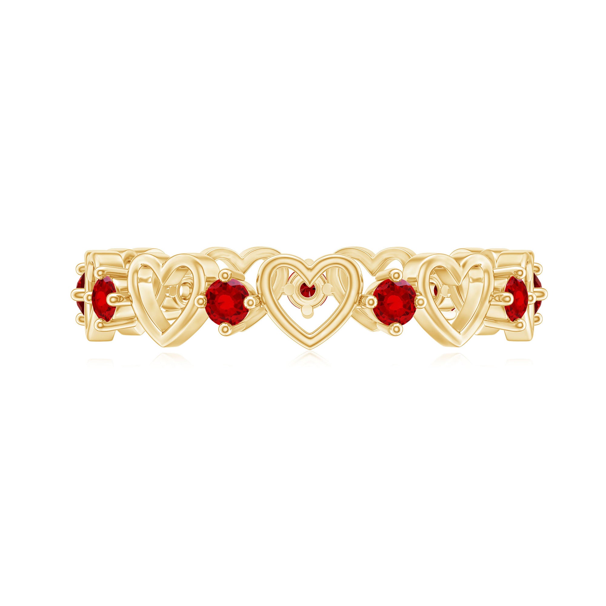 Certified Lab Created Ruby Heart Eternity Band Ring AAAA - Rosec Jewels