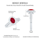 Oval Created Ruby Double Halo Engagement Ring with Diamond AAAA - Rosec Jewels