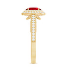 Oval Created Ruby Double Halo Engagement Ring with Diamond AAAA - Rosec Jewels