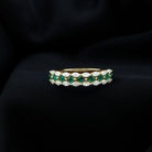 Certified Lab Grown Emerald Half Eternity Wedding Band AAAA - Rosec Jewels