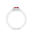 Rosec Jewels-Lab Created Ruby Heart Promise Ring with Diamonds