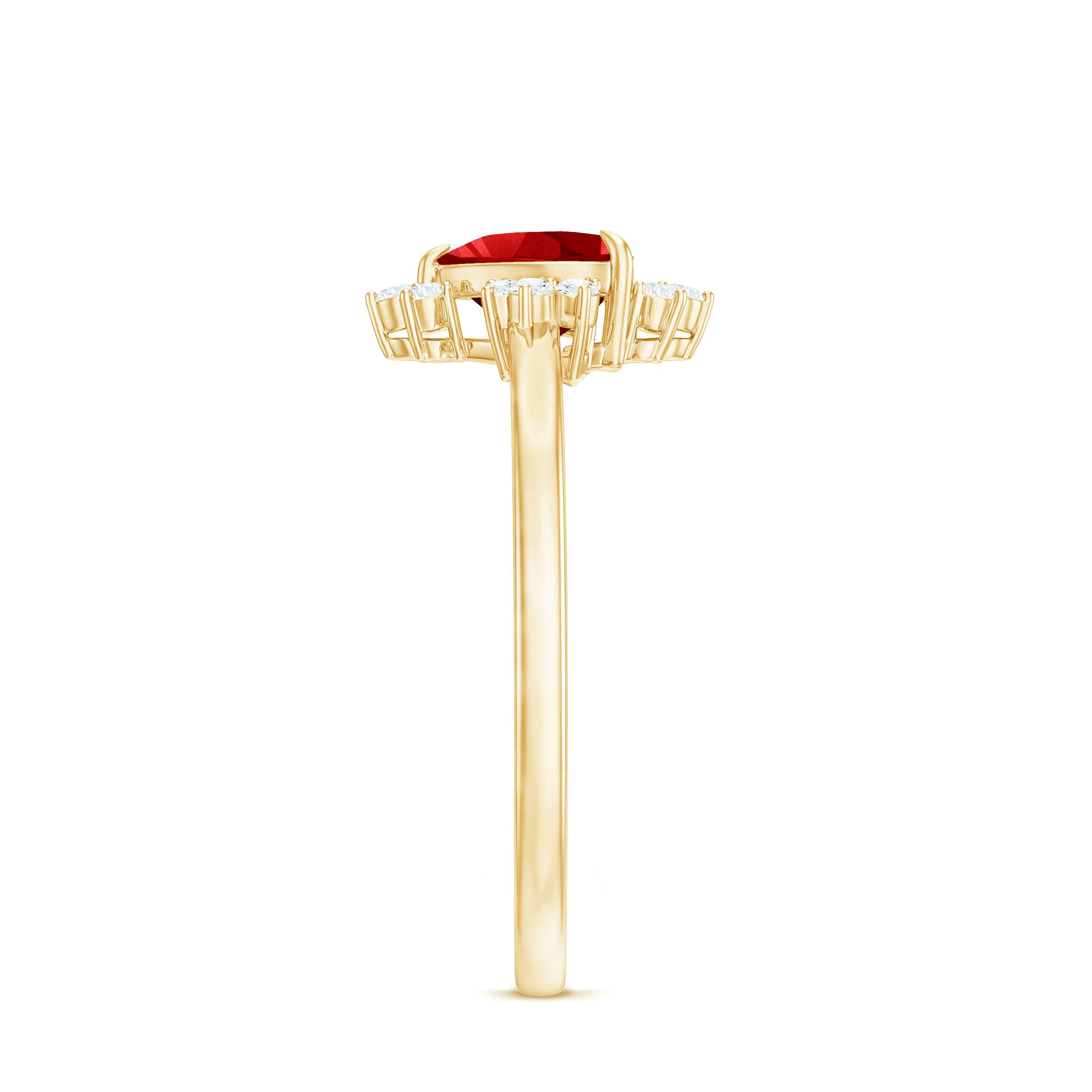 Rosec Jewels-Lab Created Ruby Heart Promise Ring with Diamonds