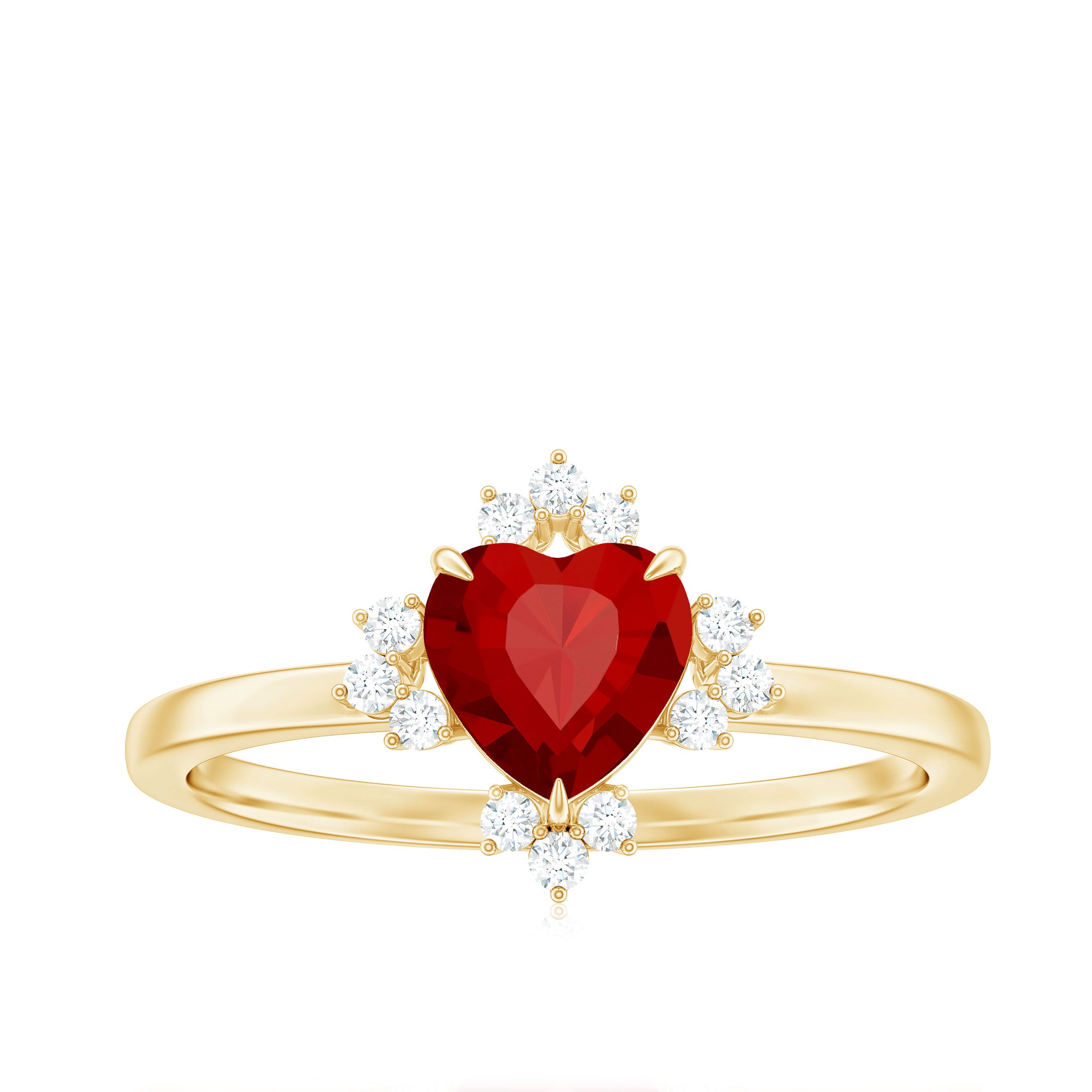 Rosec Jewels-Lab Created Ruby Heart Promise Ring with Diamonds