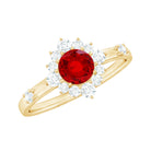Rosec Jewels-Round Lab Created Ruby Promise Ring with Diamond Halo