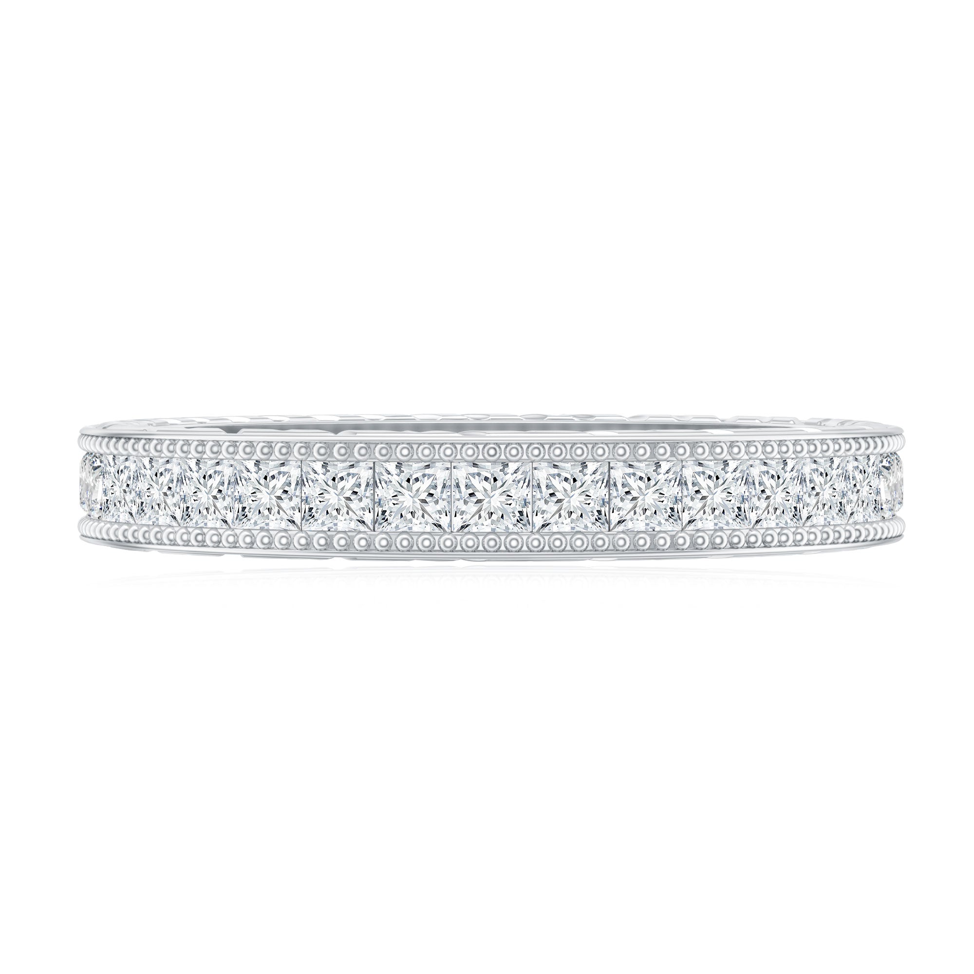 Certified Princess Cut Lab Grown Diamond Eternity Wedding Band Lab - ( EF-VS ) - Rosec Jewels