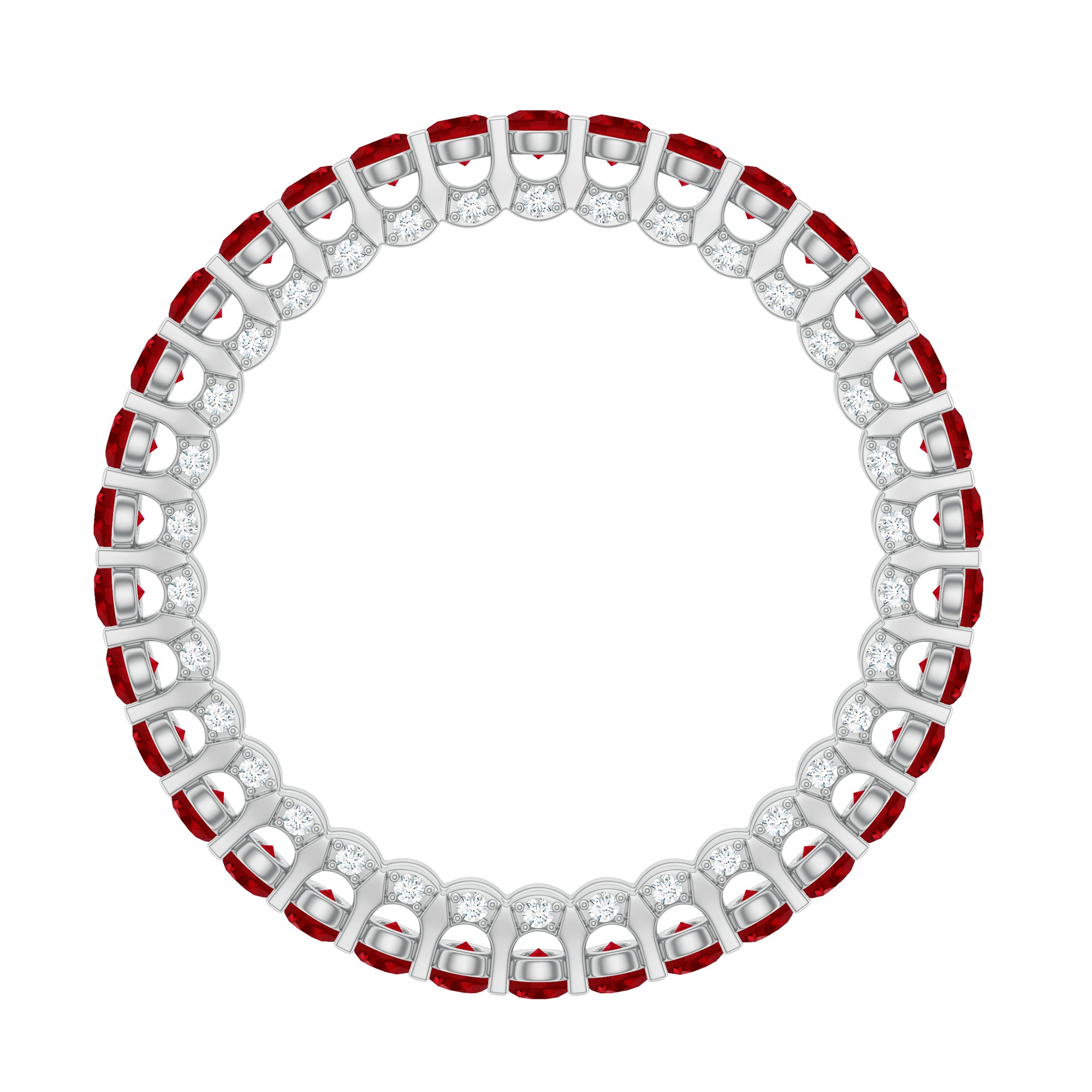 1.75 CT Round Shape Lab Grown Ruby and Diamond Eternity Wedding Band AAAA - Rosec Jewels