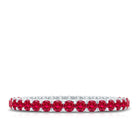 Round Shape Lab Grown Ruby and Diamond Eternity Wedding Band AAAA - Rosec Jewels