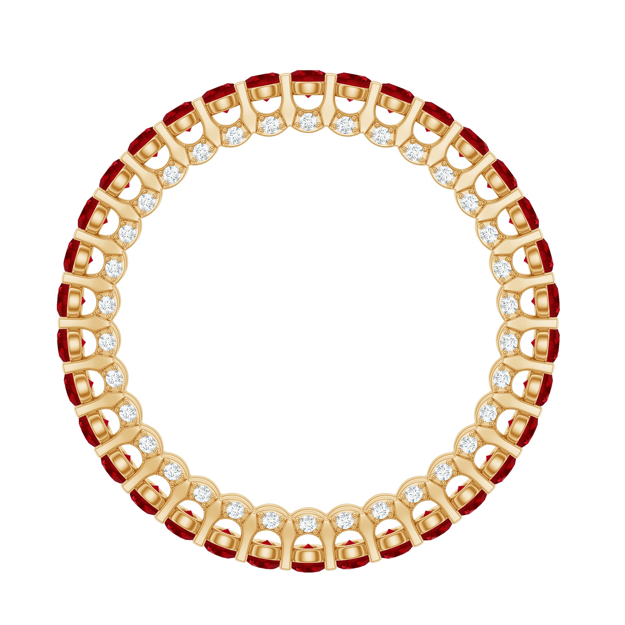 1.75 CT Round Shape Lab Grown Ruby and Diamond Eternity Wedding Band AAAA - Rosec Jewels