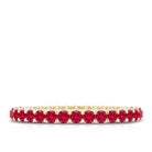 Round Shape Lab Grown Ruby and Diamond Eternity Wedding Band AAAA - Rosec Jewels