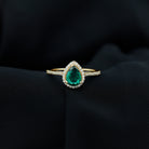 Lab Grown Emerald Engagement Ring with Diamond Halo Lab Created Emerald - ( AAAA ) - Quality - Rosec Jewels