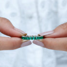 Princess Cut Lab Grown Emerald Full Eternity Ring Lab Created Emerald - ( AAAA ) - Quality - Rosec Jewels