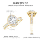 6X8 MM Oval Moissanite Victorian Engagement Ring with Halo D-VS1 - Rosec Jewels