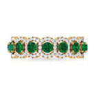 2.5 CT Lab Created Emerald And Moissanite Wide Wedding Band Lab Created Emerald - ( AAAA ) - Quality - Rosec Jewels