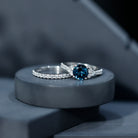 2 Carat London Blue Topaz Ring Set with Wedding Band AAA - Rosec Jewels