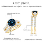 2 Carat London Blue Topaz Ring Set with Wedding Band AAA - Rosec Jewels