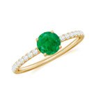Natural Emerald Promise Ring with Diamond Side Stones AAA - Rosec Jewels