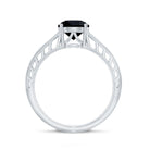 2 Carat Round Black Onyx Filigree Engagement Ring with Certificate AAA - Rosec Jewels
