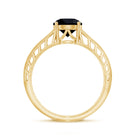 2 Carat Round Black Onyx Filigree Engagement Ring with Certificate AAA - Rosec Jewels